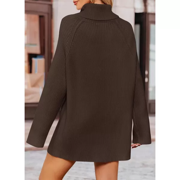 imageZESICA Womens 2024 Winter Sweaters Oversized Turtleneck Long Sleeve Chunky Knitted Tunic Pullover TopsCoffee