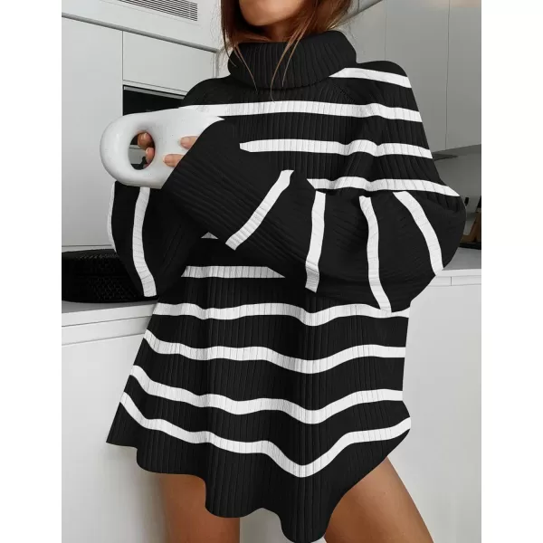 imageZESICA Womens 2024 Winter Sweaters Oversized Turtleneck Long Sleeve Chunky Knitted Tunic Pullover TopsDim