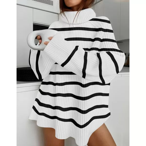 imageZESICA Womens 2024 Winter Sweaters Oversized Turtleneck Long Sleeve Chunky Knitted Tunic Pullover TopsIvory