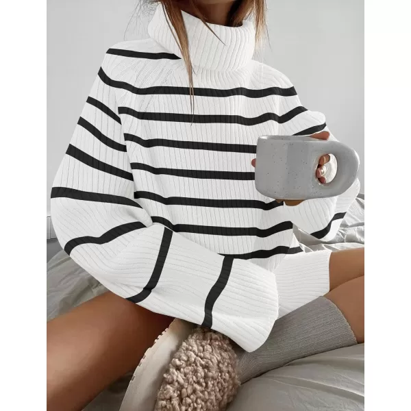 imageZESICA Womens 2024 Winter Sweaters Oversized Turtleneck Long Sleeve Chunky Knitted Tunic Pullover TopsIvory