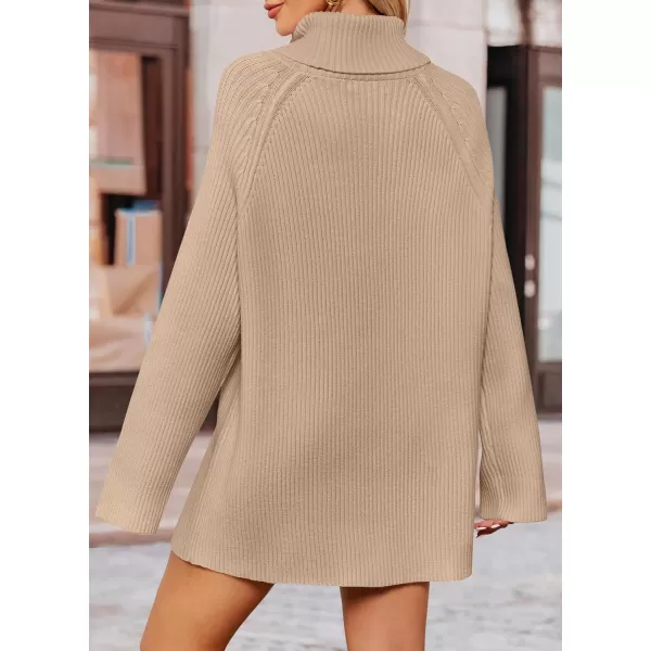 imageZESICA Womens 2024 Winter Sweaters Oversized Turtleneck Long Sleeve Chunky Knitted Tunic Pullover TopsKhaki