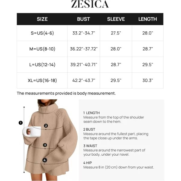 imageZESICA Womens 2024 Winter Sweaters Oversized Turtleneck Long Sleeve Chunky Knitted Tunic Pullover TopsKhaki