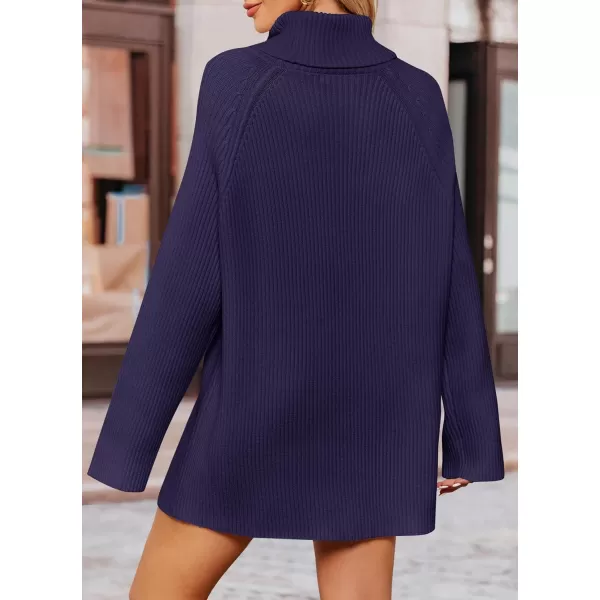 imageZESICA Womens 2024 Winter Sweaters Oversized Turtleneck Long Sleeve Chunky Knitted Tunic Pullover TopsNavy