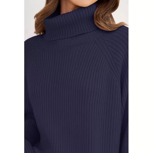 imageZESICA Womens 2024 Winter Sweaters Oversized Turtleneck Long Sleeve Chunky Knitted Tunic Pullover TopsNavy
