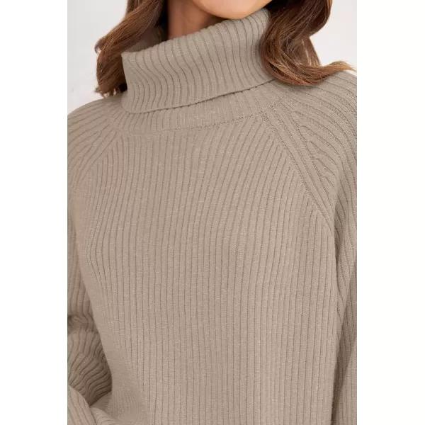 imageZESICA Womens 2024 Winter Sweaters Oversized Turtleneck Long Sleeve Chunky Knitted Tunic Pullover TopsOatmeal