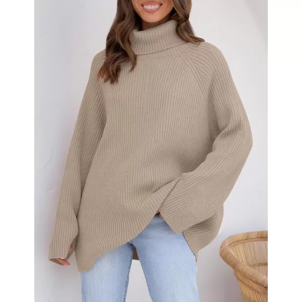 imageZESICA Womens 2024 Winter Sweaters Oversized Turtleneck Long Sleeve Chunky Knitted Tunic Pullover TopsOatmeal