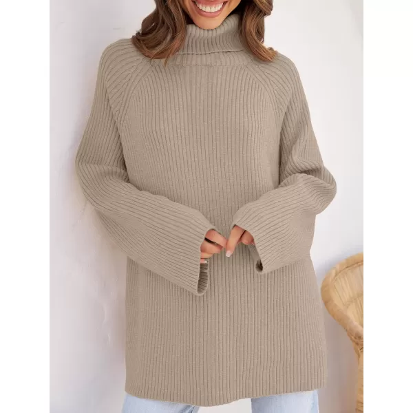 imageZESICA Womens 2024 Winter Sweaters Oversized Turtleneck Long Sleeve Chunky Knitted Tunic Pullover TopsOatmeal