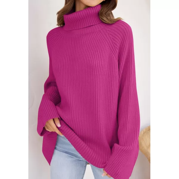 imageZESICA Womens 2024 Winter Sweaters Oversized Turtleneck Long Sleeve Chunky Knitted Tunic Pullover TopsRoseberry