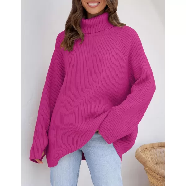 imageZESICA Womens 2024 Winter Sweaters Oversized Turtleneck Long Sleeve Chunky Knitted Tunic Pullover TopsRoseberry