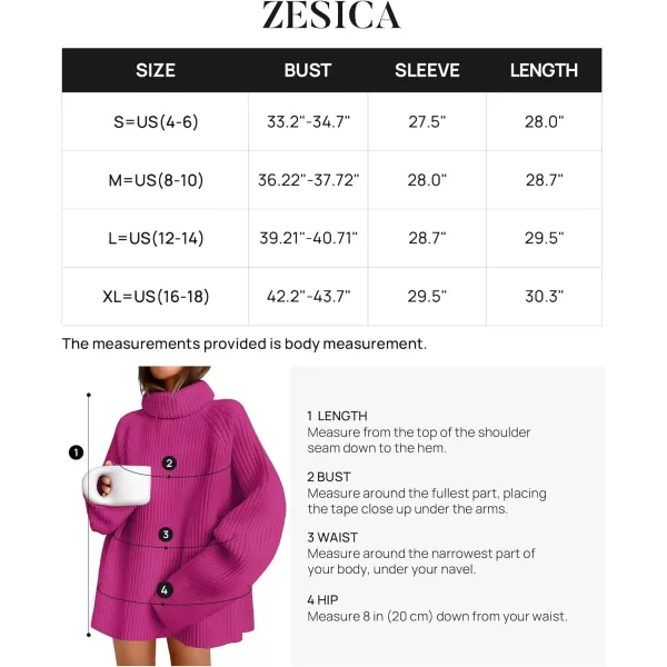 imageZESICA Womens 2024 Winter Sweaters Oversized Turtleneck Long Sleeve Chunky Knitted Tunic Pullover TopsRoseberry