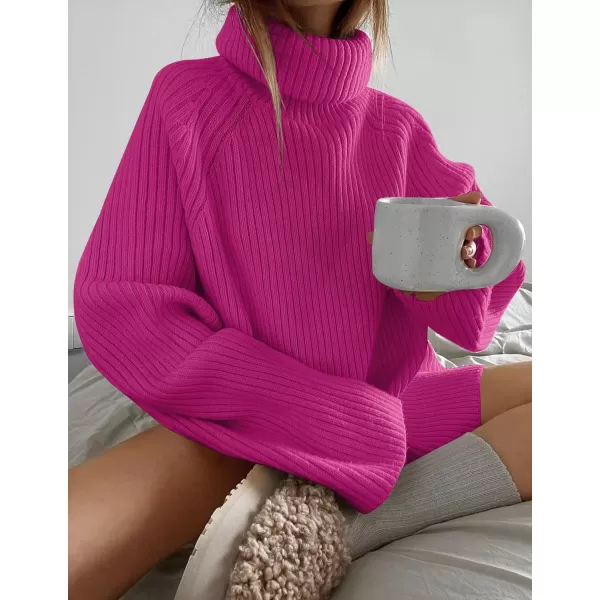imageZESICA Womens 2024 Winter Sweaters Oversized Turtleneck Long Sleeve Chunky Knitted Tunic Pullover TopsRoseberry