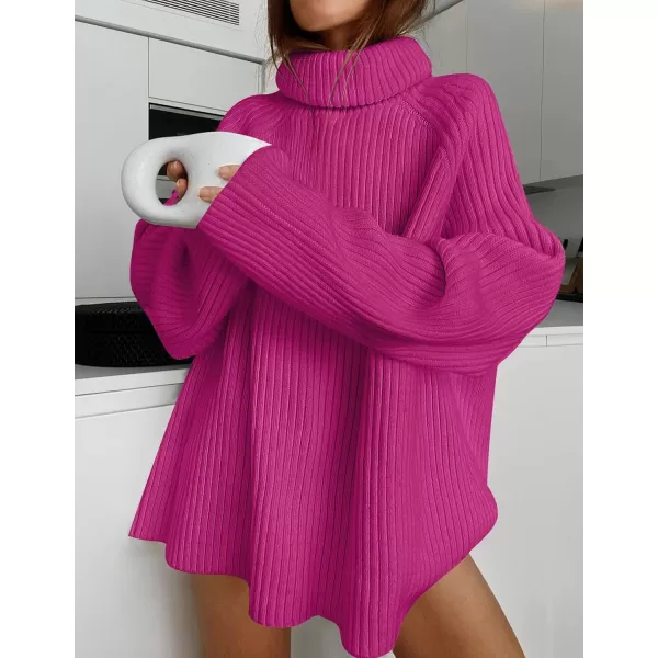 imageZESICA Womens 2024 Winter Sweaters Oversized Turtleneck Long Sleeve Chunky Knitted Tunic Pullover TopsRoseberry