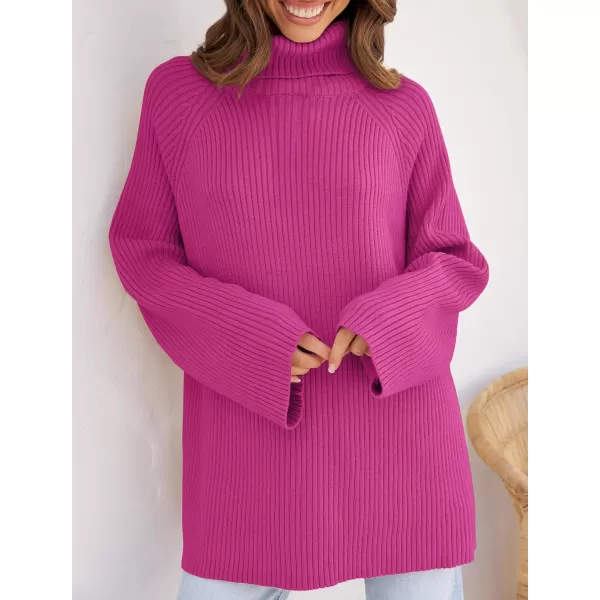 imageZESICA Womens 2024 Winter Sweaters Oversized Turtleneck Long Sleeve Chunky Knitted Tunic Pullover TopsRoseberry