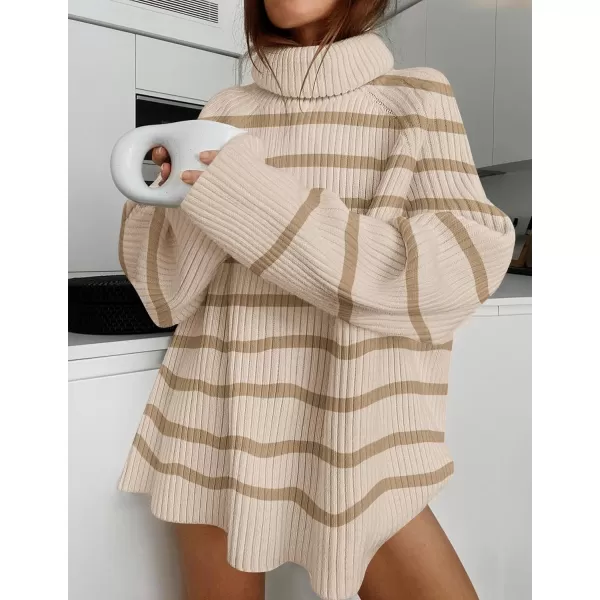 imageZESICA Womens 2024 Winter Sweaters Oversized Turtleneck Long Sleeve Chunky Knitted Tunic Pullover TopsSand