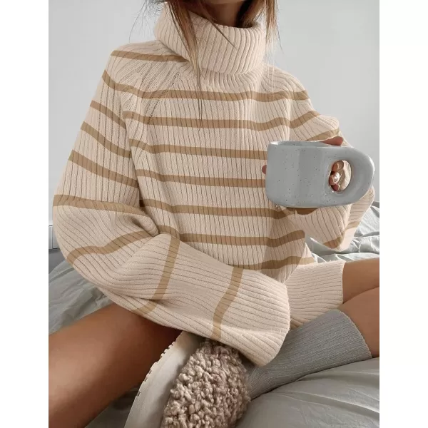 imageZESICA Womens 2024 Winter Sweaters Oversized Turtleneck Long Sleeve Chunky Knitted Tunic Pullover TopsSand