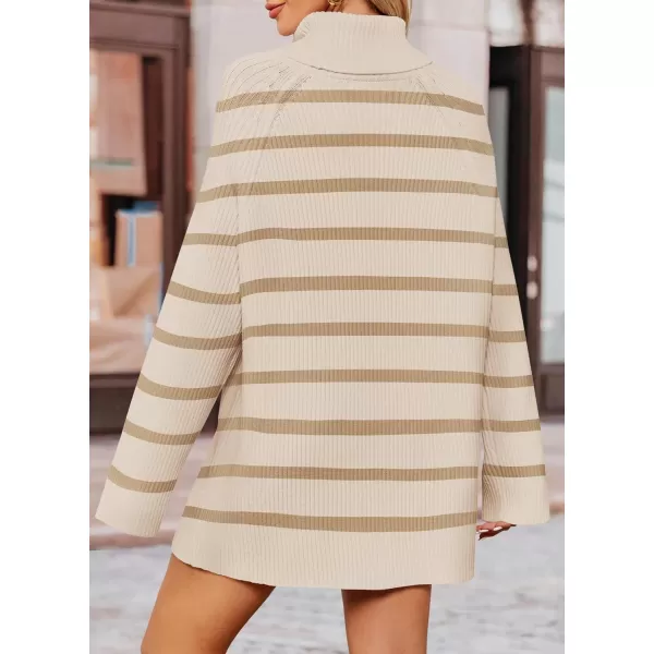 imageZESICA Womens 2024 Winter Sweaters Oversized Turtleneck Long Sleeve Chunky Knitted Tunic Pullover TopsSand