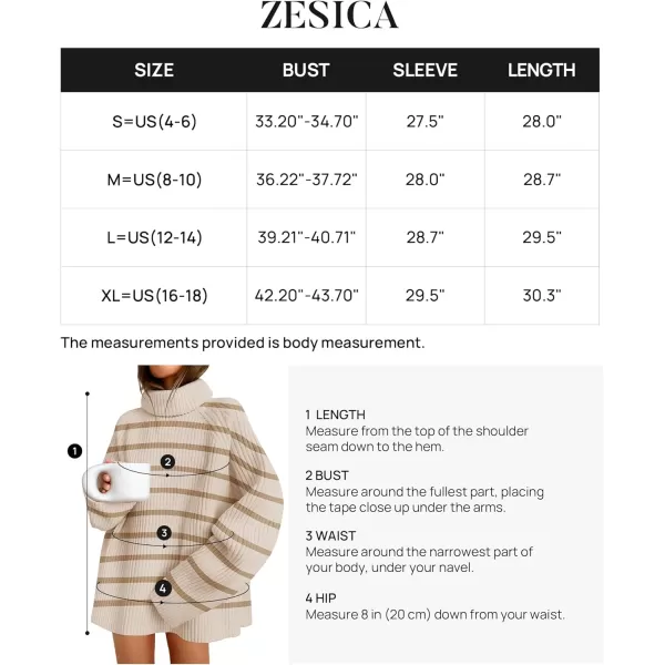 imageZESICA Womens 2024 Winter Sweaters Oversized Turtleneck Long Sleeve Chunky Knitted Tunic Pullover TopsSand