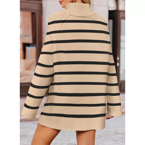 imageZESICA Womens 2024 Winter Sweaters Oversized Turtleneck Long Sleeve Chunky Knitted Tunic Pullover TopsToffee
