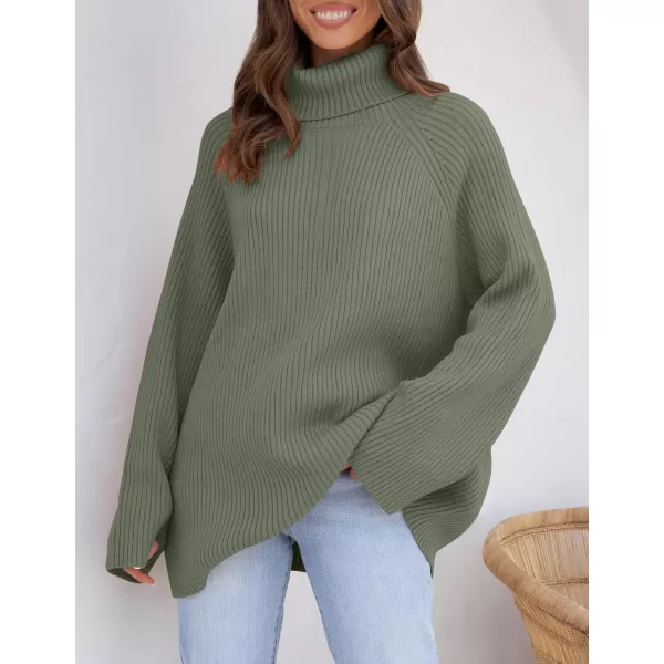 imageZESICA Womens 2024 Winter Sweaters Oversized Turtleneck Long Sleeve Chunky Knitted Tunic Pullover TopsTurquoise