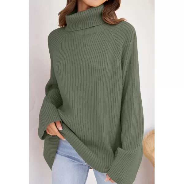 imageZESICA Womens 2024 Winter Sweaters Oversized Turtleneck Long Sleeve Chunky Knitted Tunic Pullover TopsTurquoise