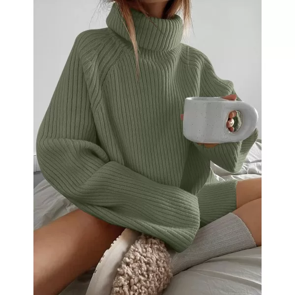 imageZESICA Womens 2024 Winter Sweaters Oversized Turtleneck Long Sleeve Chunky Knitted Tunic Pullover TopsTurquoise