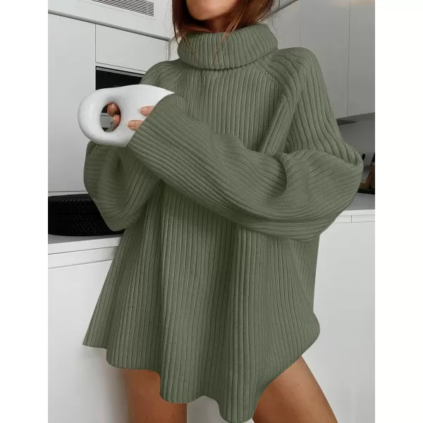 imageZESICA Womens 2024 Winter Sweaters Oversized Turtleneck Long Sleeve Chunky Knitted Tunic Pullover TopsTurquoise