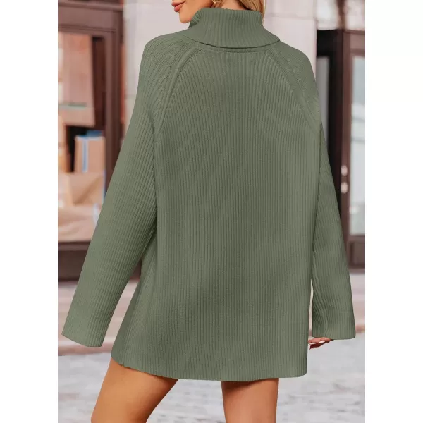 imageZESICA Womens 2024 Winter Sweaters Oversized Turtleneck Long Sleeve Chunky Knitted Tunic Pullover TopsTurquoise
