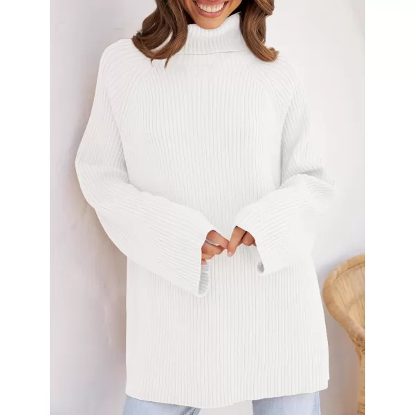 imageZESICA Womens 2024 Winter Sweaters Oversized Turtleneck Long Sleeve Chunky Knitted Tunic Pullover TopsWhite