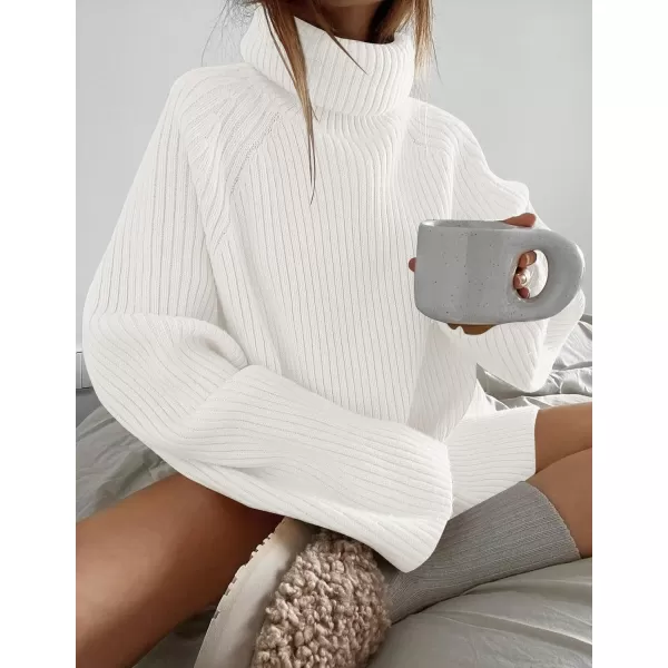 imageZESICA Womens 2024 Winter Sweaters Oversized Turtleneck Long Sleeve Chunky Knitted Tunic Pullover TopsWhite