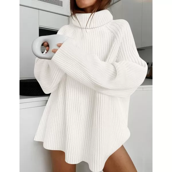 imageZESICA Womens 2024 Winter Sweaters Oversized Turtleneck Long Sleeve Chunky Knitted Tunic Pullover TopsWhite