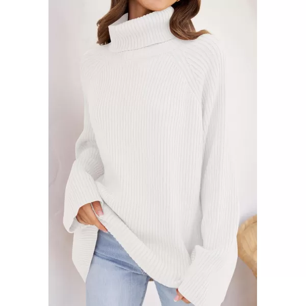 imageZESICA Womens 2024 Winter Sweaters Oversized Turtleneck Long Sleeve Chunky Knitted Tunic Pullover TopsWhite