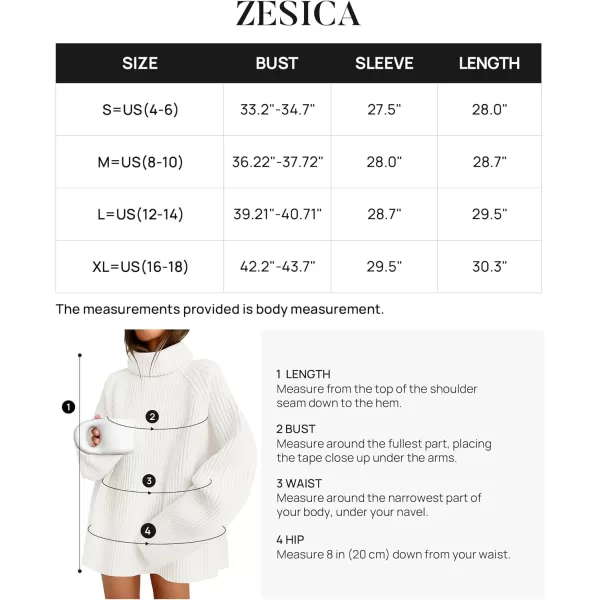 imageZESICA Womens 2024 Winter Sweaters Oversized Turtleneck Long Sleeve Chunky Knitted Tunic Pullover TopsWhite