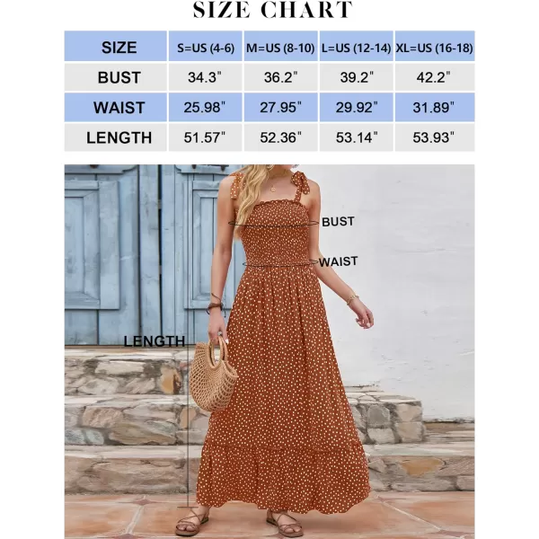 imageZESICA Womens Boho Summer Floral Print Tie Straps Sleeveless Square Neck Smocked Flowy Ruffle A Line Maxi DressBrown