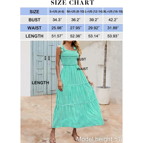 imageZESICA Womens Boho Summer Floral Print Tie Straps Sleeveless Square Neck Smocked Flowy Ruffle A Line Maxi DressCyan