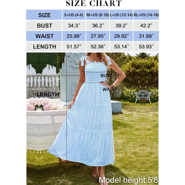 imageZESICA Womens Boho Summer Floral Print Tie Straps Sleeveless Square Neck Smocked Flowy Ruffle A Line Maxi DressLightblue