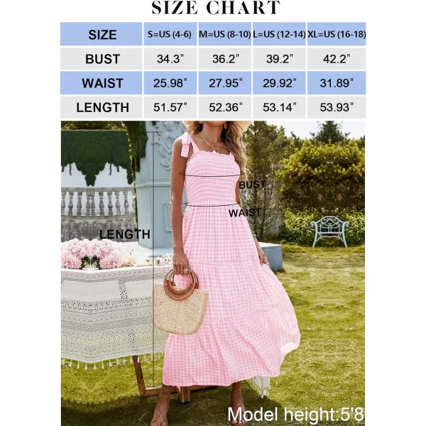 imageZESICA Womens Boho Summer Floral Print Tie Straps Sleeveless Square Neck Smocked Flowy Ruffle A Line Maxi DressLightpink