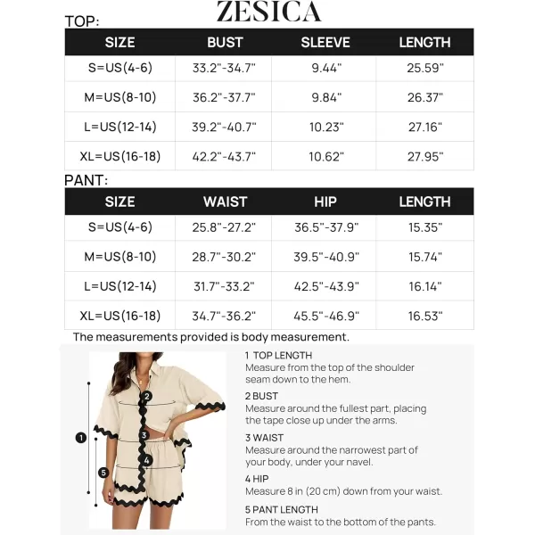 imageZESICA Womens Button Down Pajama Set Line Short Sleeve Shirt and Shorts Pj Lounge Sets Sleepwear with PocketsApricot