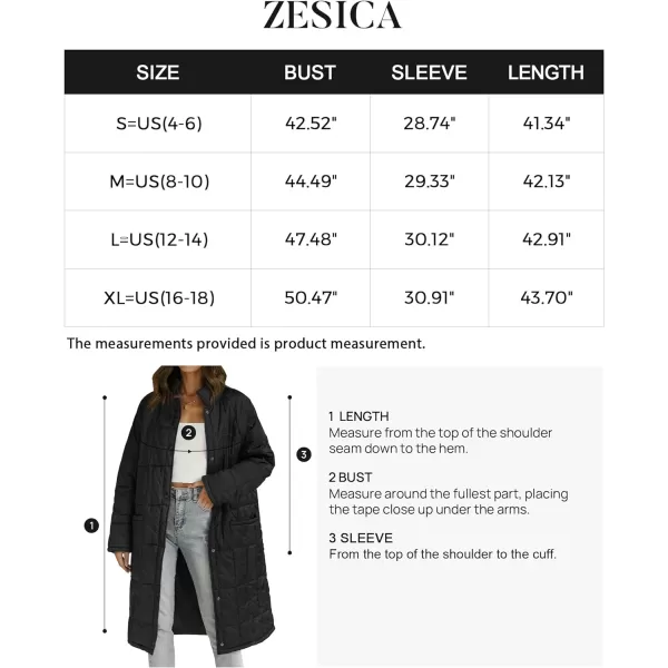 imageZESICA Womens Button Down Quilted Coat Winter Long Sleeve Stand Collar Oversized Puffer Jacket Outerwear with PocketsBlack