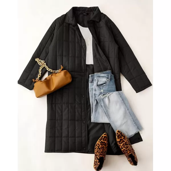 imageZESICA Womens Button Down Quilted Coat Winter Long Sleeve Stand Collar Oversized Puffer Jacket Outerwear with PocketsBlack