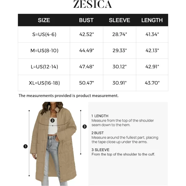 imageZESICA Womens Button Down Quilted Coat Winter Long Sleeve Stand Collar Oversized Puffer Jacket Outerwear with PocketsKhaki