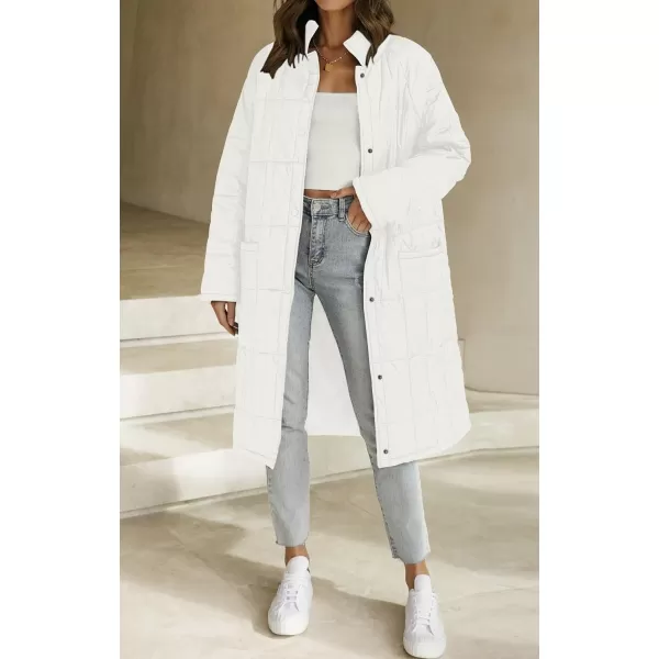imageZESICA Womens Button Down Quilted Coat Winter Long Sleeve Stand Collar Oversized Puffer Jacket Outerwear with PocketsWhite
