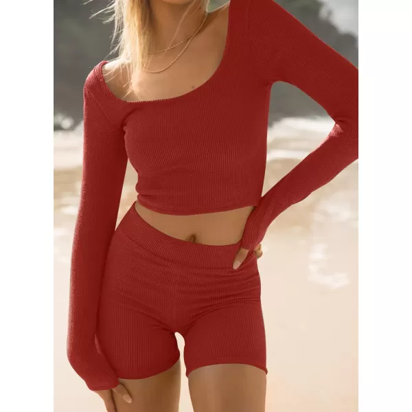 imageZESICA Womens Casual 2 Piece Lounge Set Long Sleeve Ribbed Knit Top and High Waist Shorts Workout Set Active Wear OutfitsZESICA Womens Casual 2 Piece Lounge Set Long Sleeve Ribbed Knit Top and High Waist Shorts Workout Set Active Wear Outfits