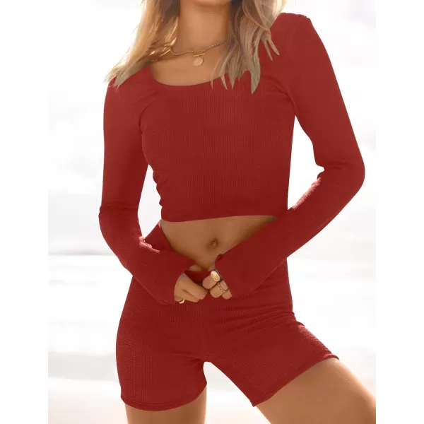 imageZESICA Womens Casual 2 Piece Lounge Set Long Sleeve Ribbed Knit Top and High Waist Shorts Workout Set Active Wear OutfitsZESICA Womens Casual 2 Piece Lounge Set Long Sleeve Ribbed Knit Top and High Waist Shorts Workout Set Active Wear Outfits