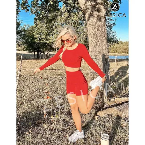 imageZESICA Womens Casual 2 Piece Lounge Set Long Sleeve Ribbed Knit Top and High Waist Shorts Workout Set Active Wear OutfitsZESICA Womens Casual 2 Piece Lounge Set Long Sleeve Ribbed Knit Top and High Waist Shorts Workout Set Active Wear Outfits
