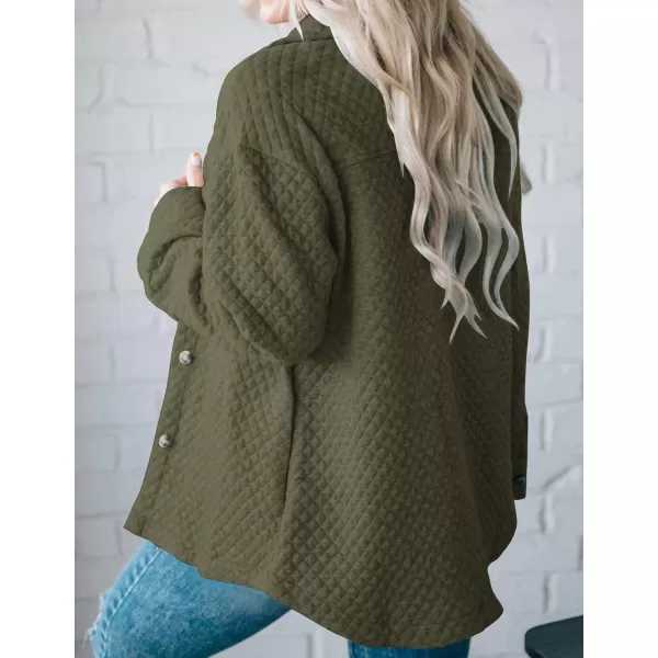 imageZESICA Womens Casual Long Sleeve Button Down Loose Lightweight Shacket Shirt Jacket Coat Outerwear with PocketsArmygreen
