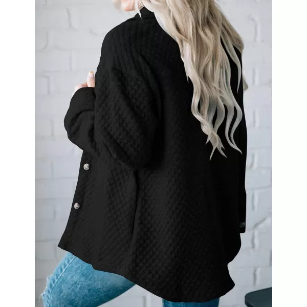 imageZESICA Womens Casual Long Sleeve Button Down Loose Lightweight Shacket Shirt Jacket Coat Outerwear with PocketsBlack