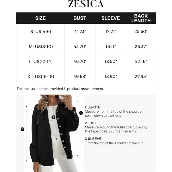 imageZESICA Womens Casual Long Sleeve Button Down Loose Lightweight Shacket Shirt Jacket Coat Outerwear with PocketsBlack