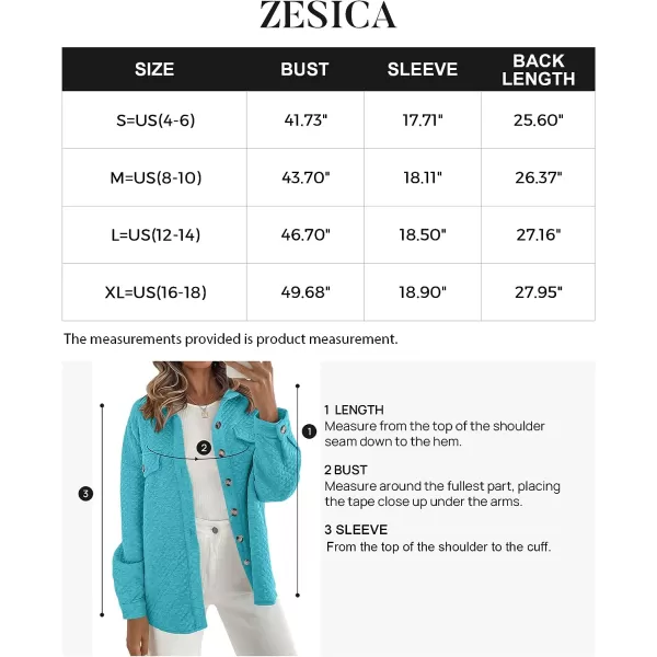 imageZESICA Womens Casual Long Sleeve Button Down Loose Lightweight Shacket Shirt Jacket Coat Outerwear with PocketsBrightblue