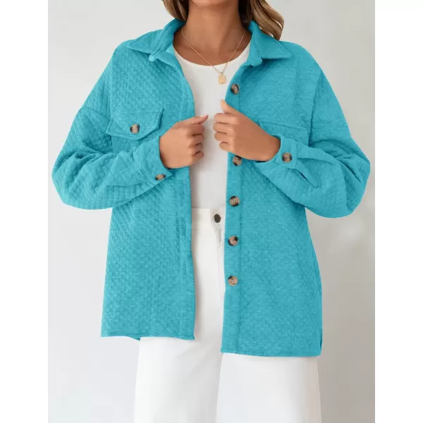 imageZESICA Womens Casual Long Sleeve Button Down Loose Lightweight Shacket Shirt Jacket Coat Outerwear with PocketsBrightblue