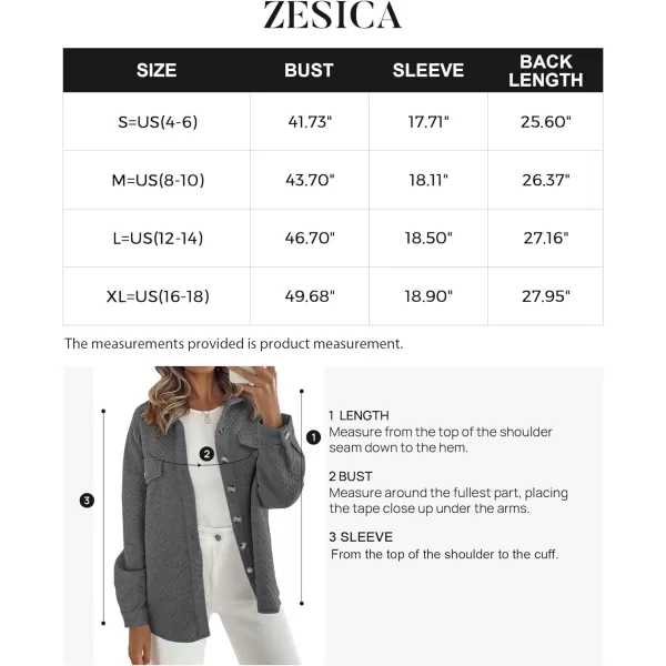 imageZESICA Womens Casual Long Sleeve Button Down Loose Lightweight Shacket Shirt Jacket Coat Outerwear with PocketsDarkgrey